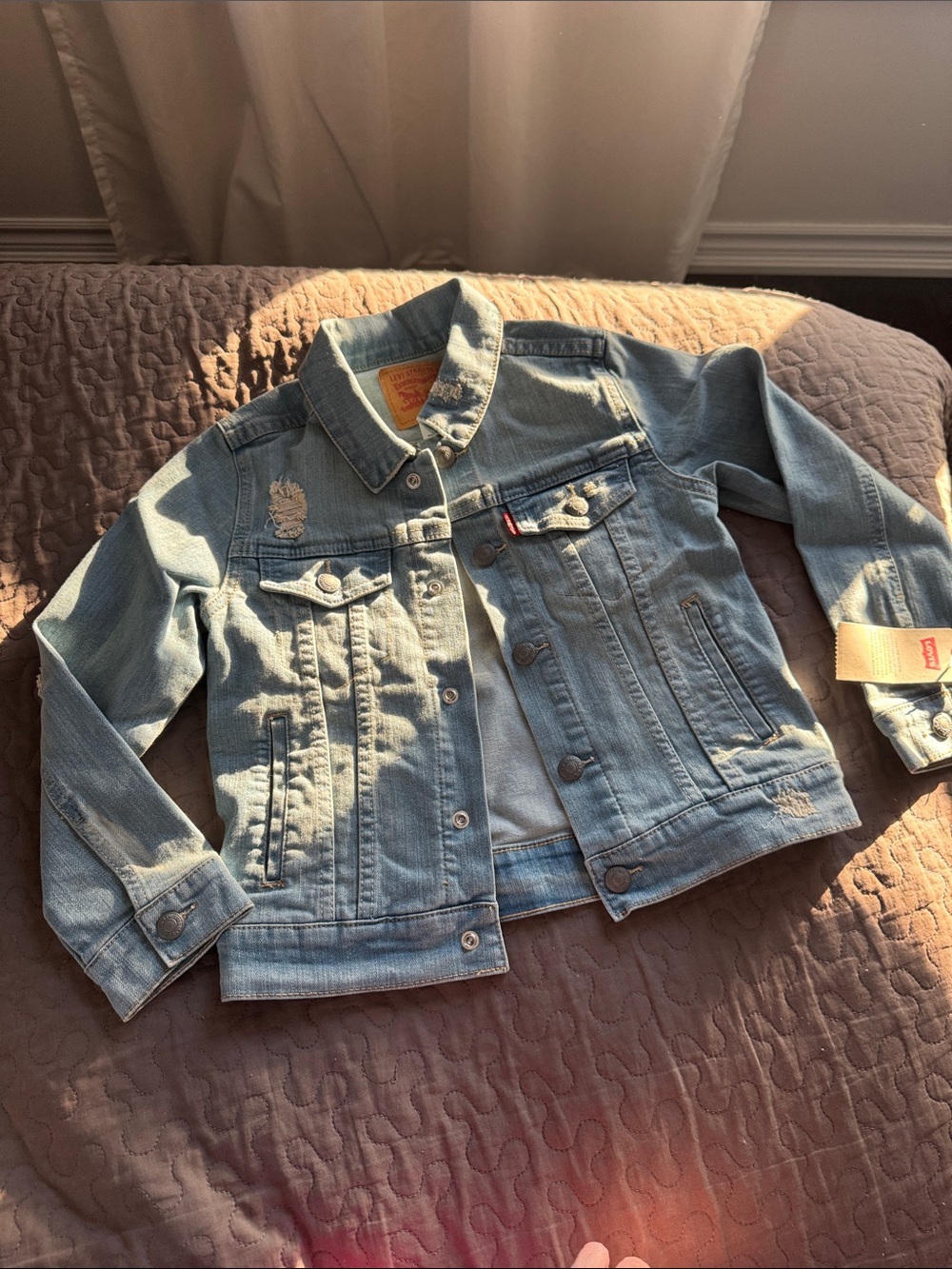 Levi's Light Blue Kids Denim Jacket with Subtle Distress